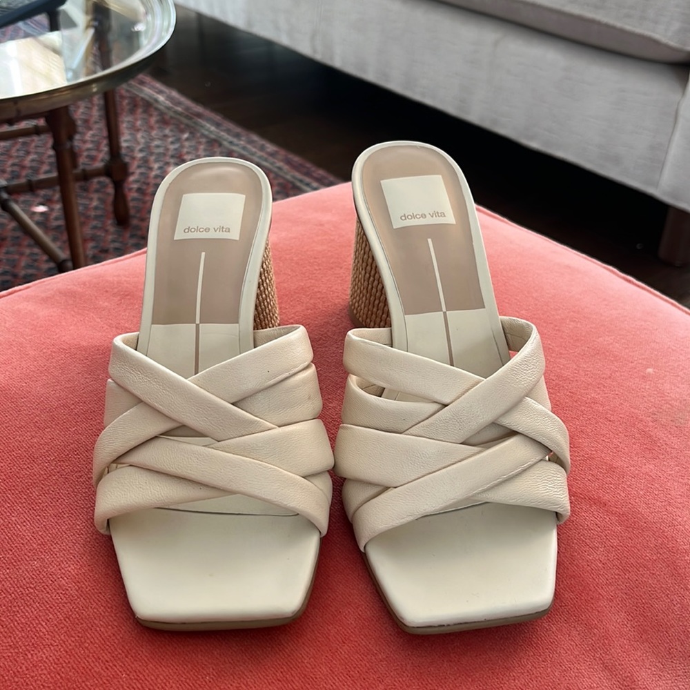 Dolce vita bone sandals with oval grass heels